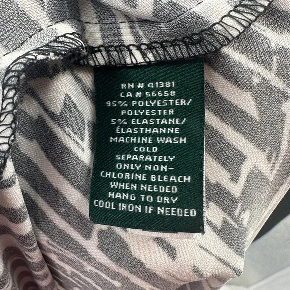 Lauren Ralph Lauren Women's Collared Long Sleeve Wrap Dress in Black/White Print - Picture 3 of 5